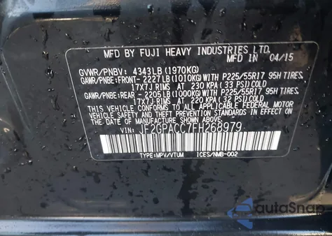 2015 Subaru Xv Crosstrek 2.0I Premium from USA, damaged, VIN JF2GPACC7FH268979